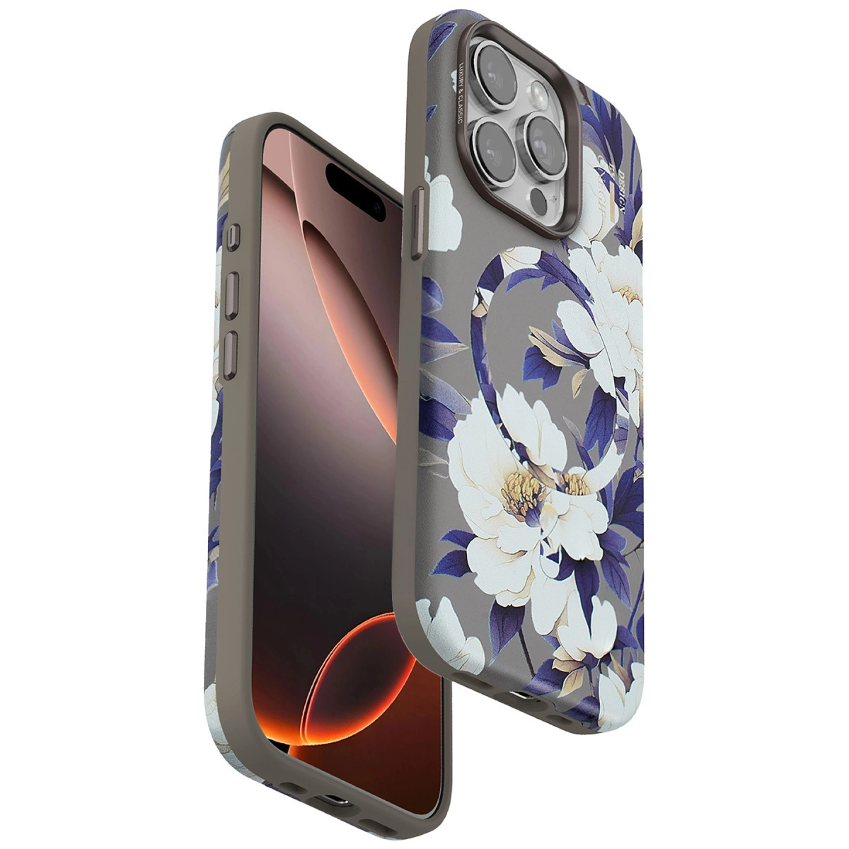 Onegif  İphone 14 Pro Flower Series Magsafe Kapak - Gri