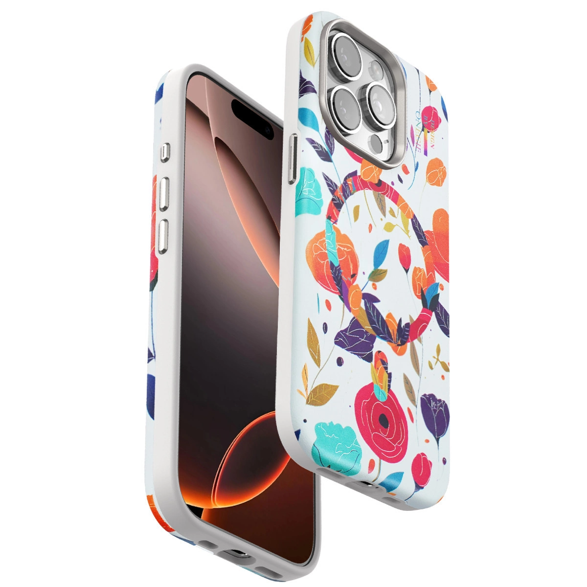Onegif  İphone 14 Pro Max Flower Series Magsafe Kapak - Beyaz