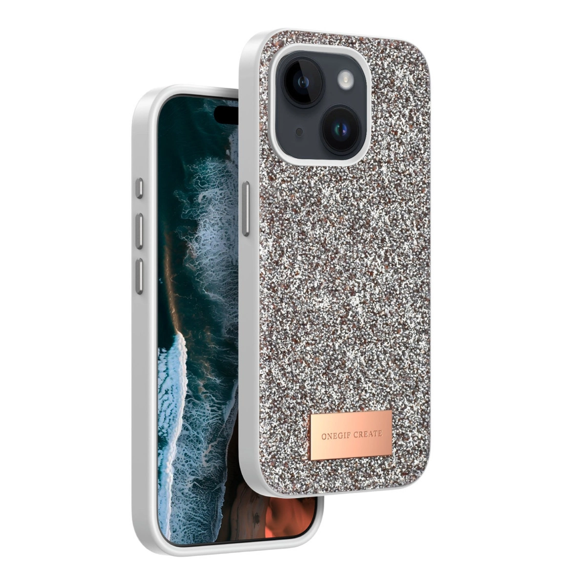 Onegif  İphone 15 Bright Simli Kapak - Gold