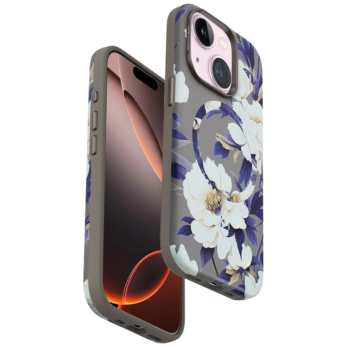 Onegif  İphone 15 Plus Flower Series Magsafe Kapak - Gri