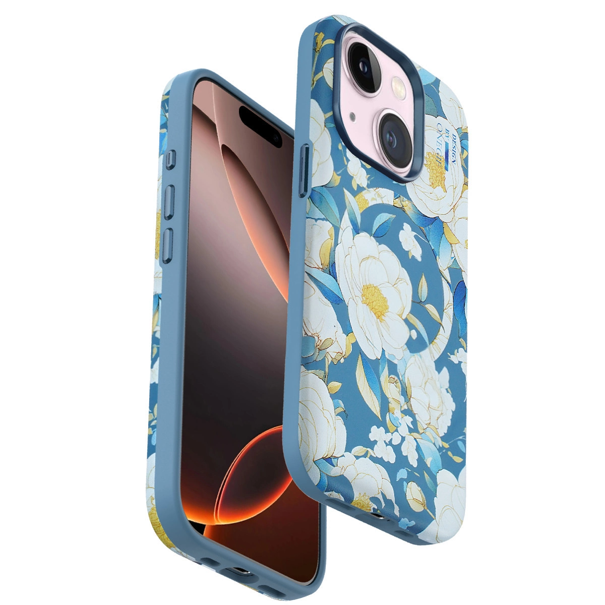 Onegif  İphone 15 Plus Flower Series Magsafe Kapak - Mavi