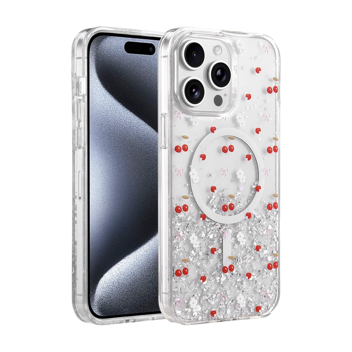 Onegif  İphone 15 Pro Max Misk Simli Magsafe Kapak - Desen 5