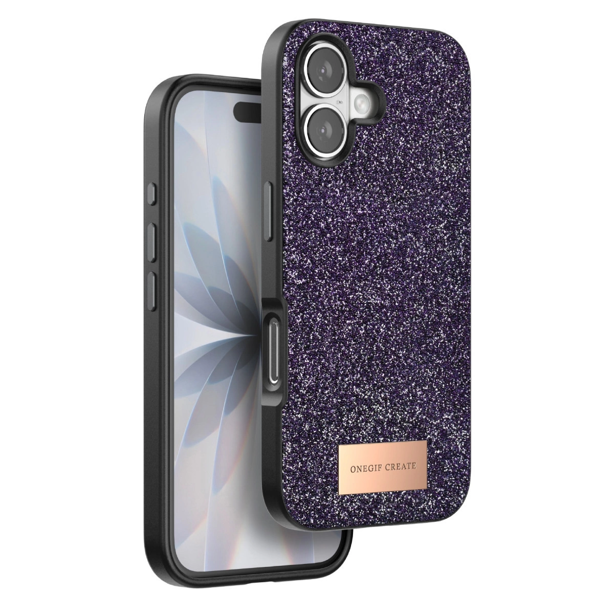 Onegif  İphone 17 Bright Simli Kapak - Derin Mor