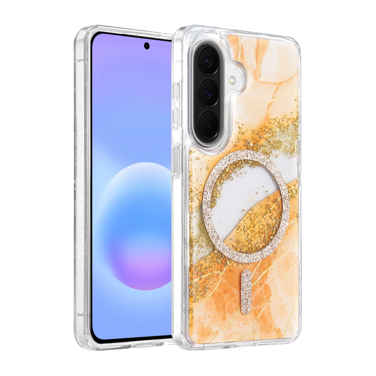 Onegif Samsung Galaxy A56 Lotus Simli Magsafe Kapak - Turuncu