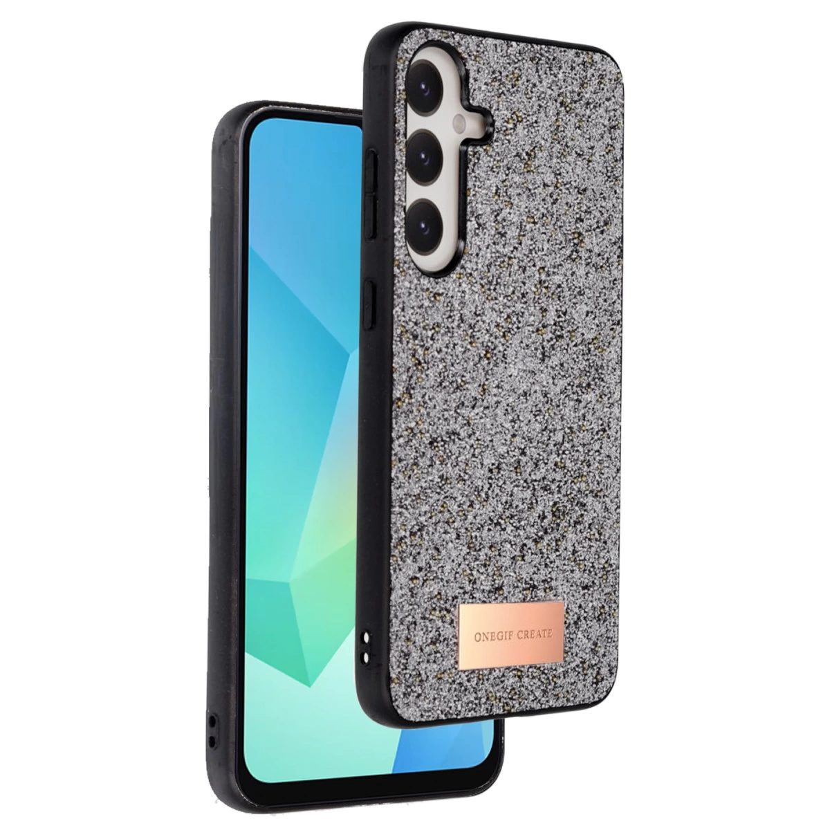Onegif Samsung Galaxy S24 Fe Bright Simli Kapak - Gümüş
