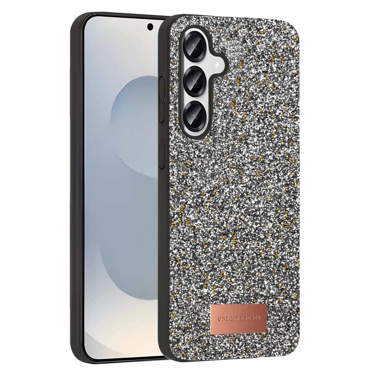 Onegif Samsung Galaxy S25 Bright Simli Kapak - Gümüş