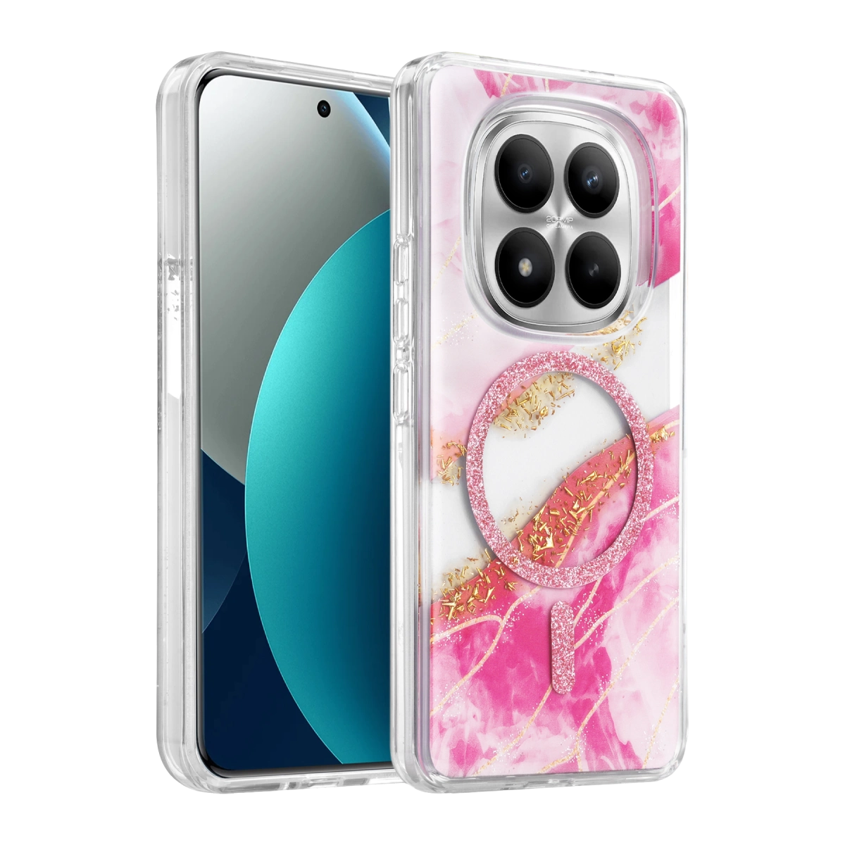 Onegif Xiaomi Redmi Note 15 4g Lotus Simli Magsafe Kapak - Pembe