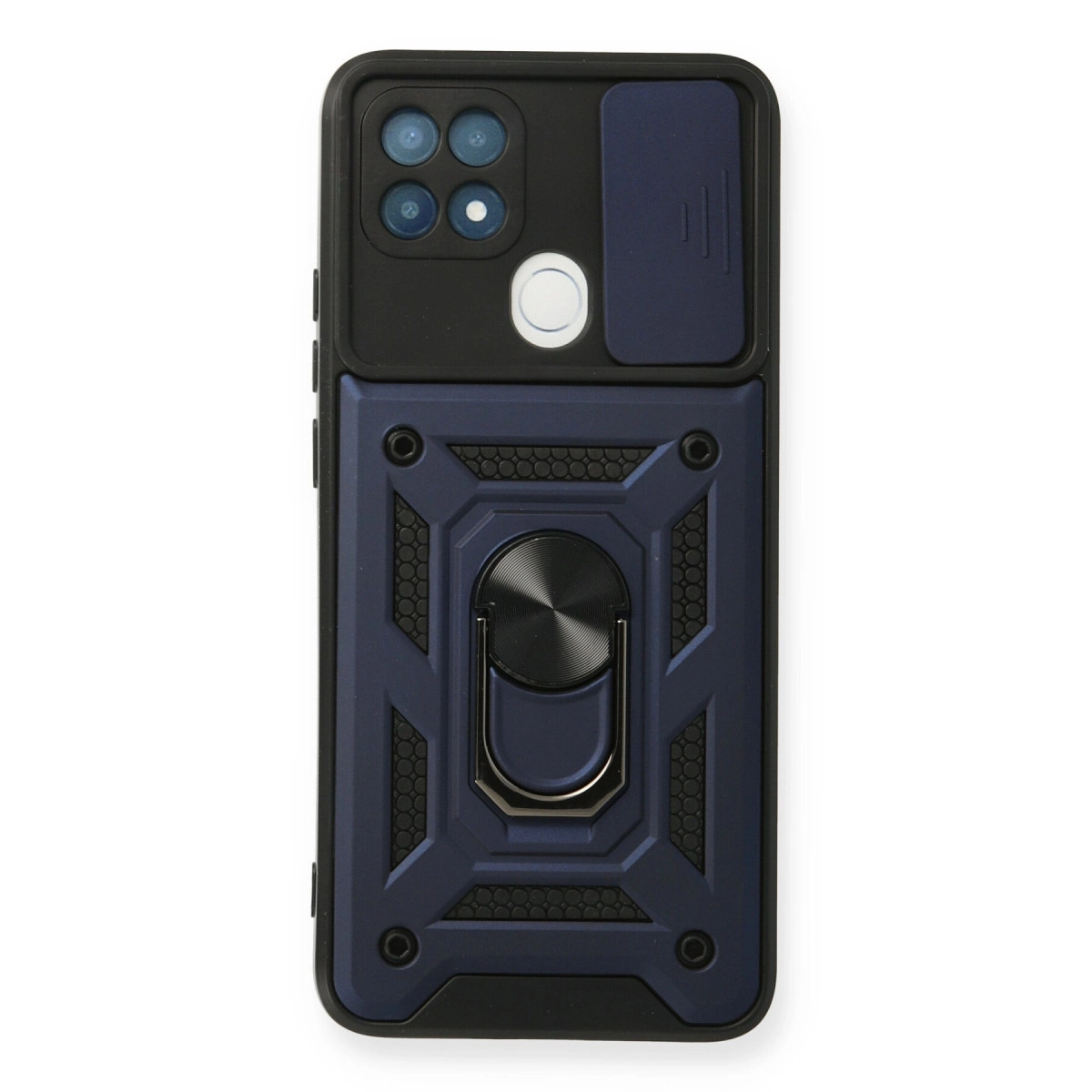 Oppo A15 Kılıf Pars Lens Yüzüklü Silikon - Lacivert