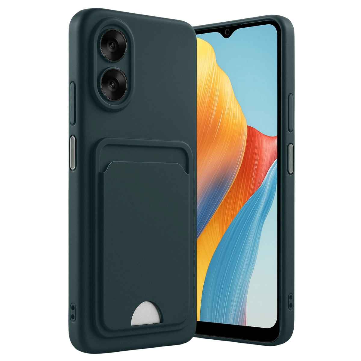 Oppo A38 Kılıf Kelvin Kartvizitli Silikon - Koyu Yeşil