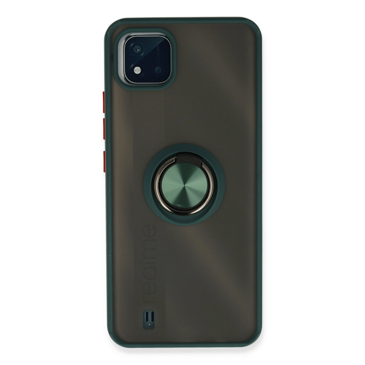 Realme C11 2021 Kılıf Montreal Yüzüklü Silikon Kapak - Yeşil