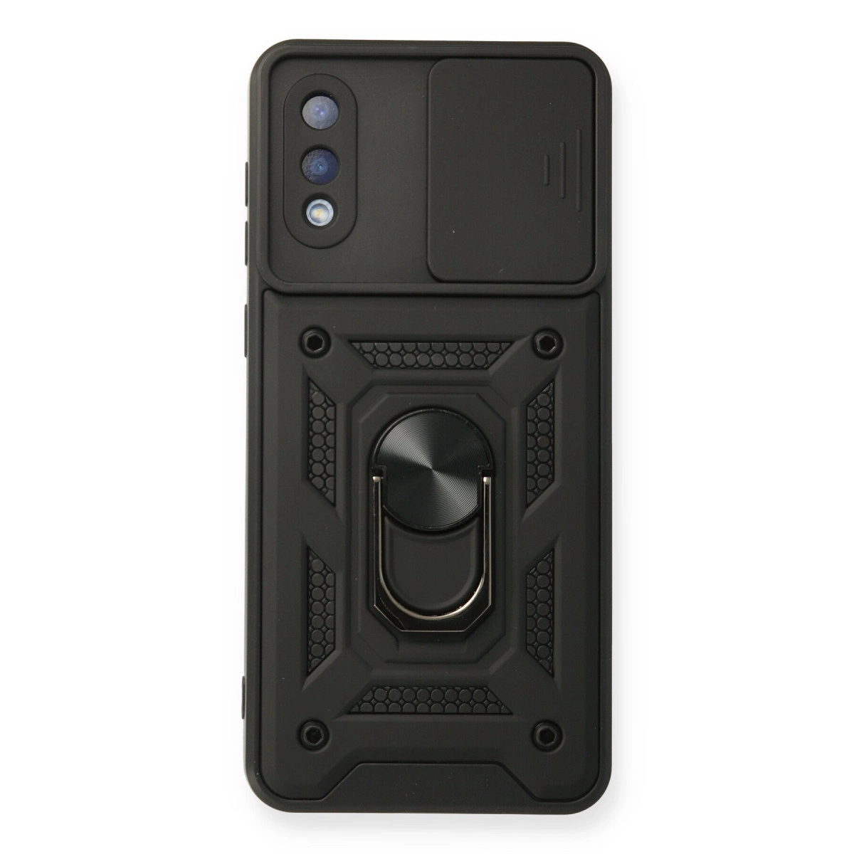 Samsung Galaxy A02 Kılıf Pars Lens Yüzüklü Silikon - Siyah