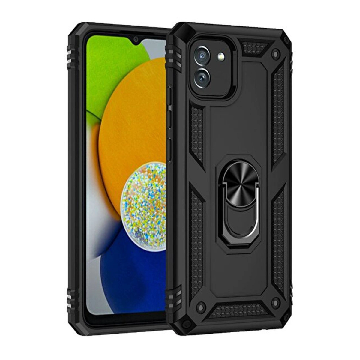 Samsung Galaxy A03 Kılıf Sofya Yüzüklü Silikon Kapak - Siyah