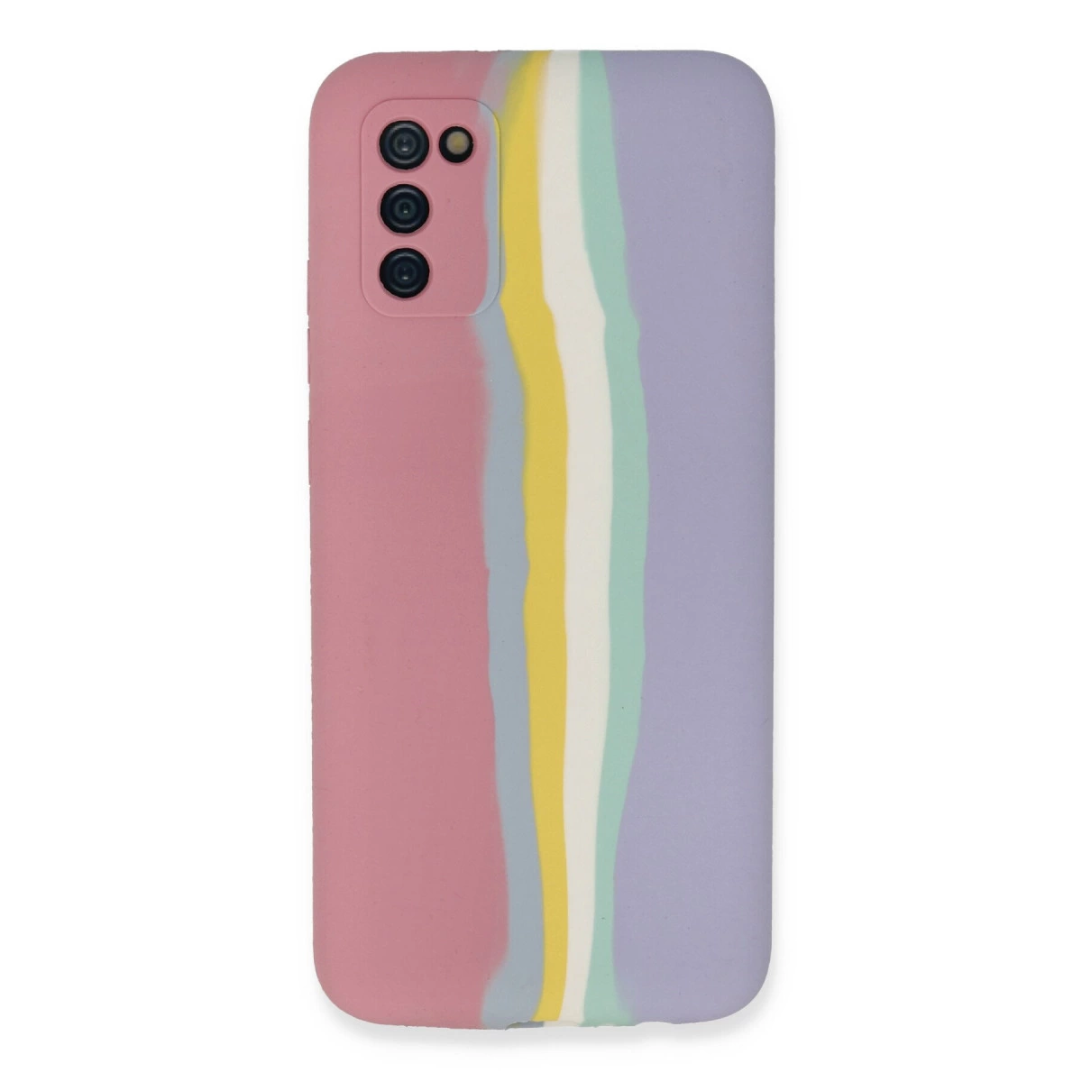 Samsung Galaxy A03s Kılıf Ebruli Lansman Silikon - Pembe-lila
