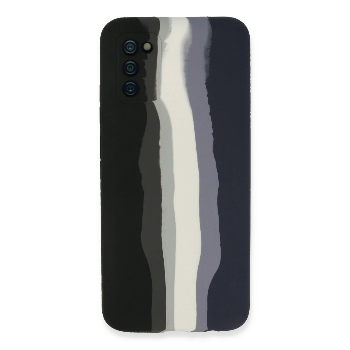 Samsung Galaxy A03s Kılıf Ebruli Lansman Silikon - Siyah-lacivert