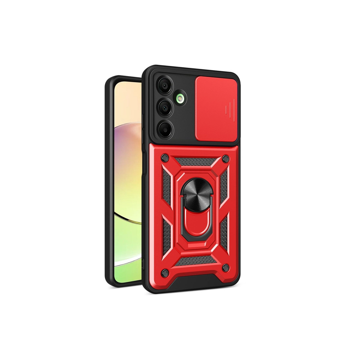 Samsung Galaxy A16 5g Kılıf Pars Lens Yüzüklü Silikon - Kırmızı