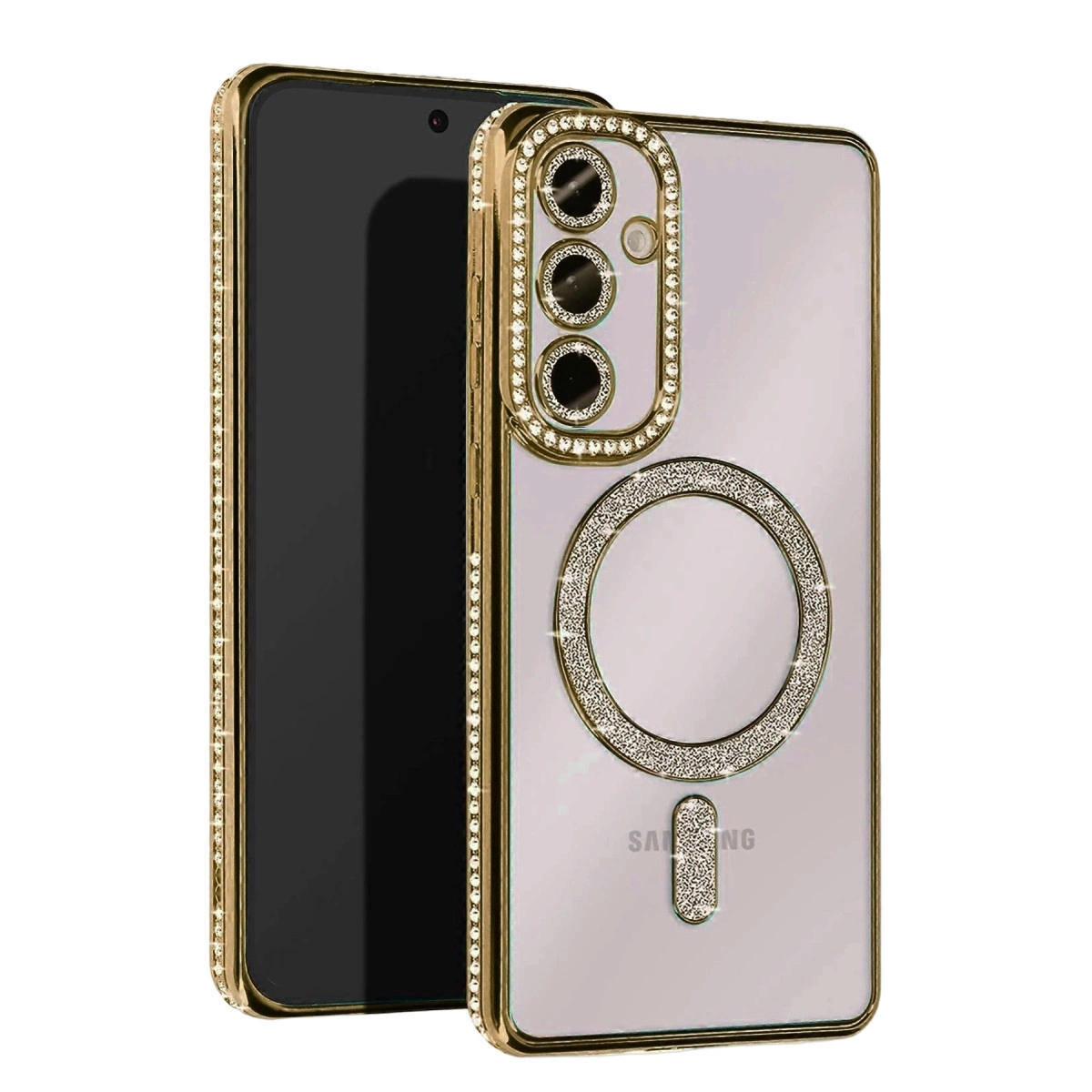 Samsung Galaxy A25 5g Joke Simli Magneticsafe Kılıf - Gold