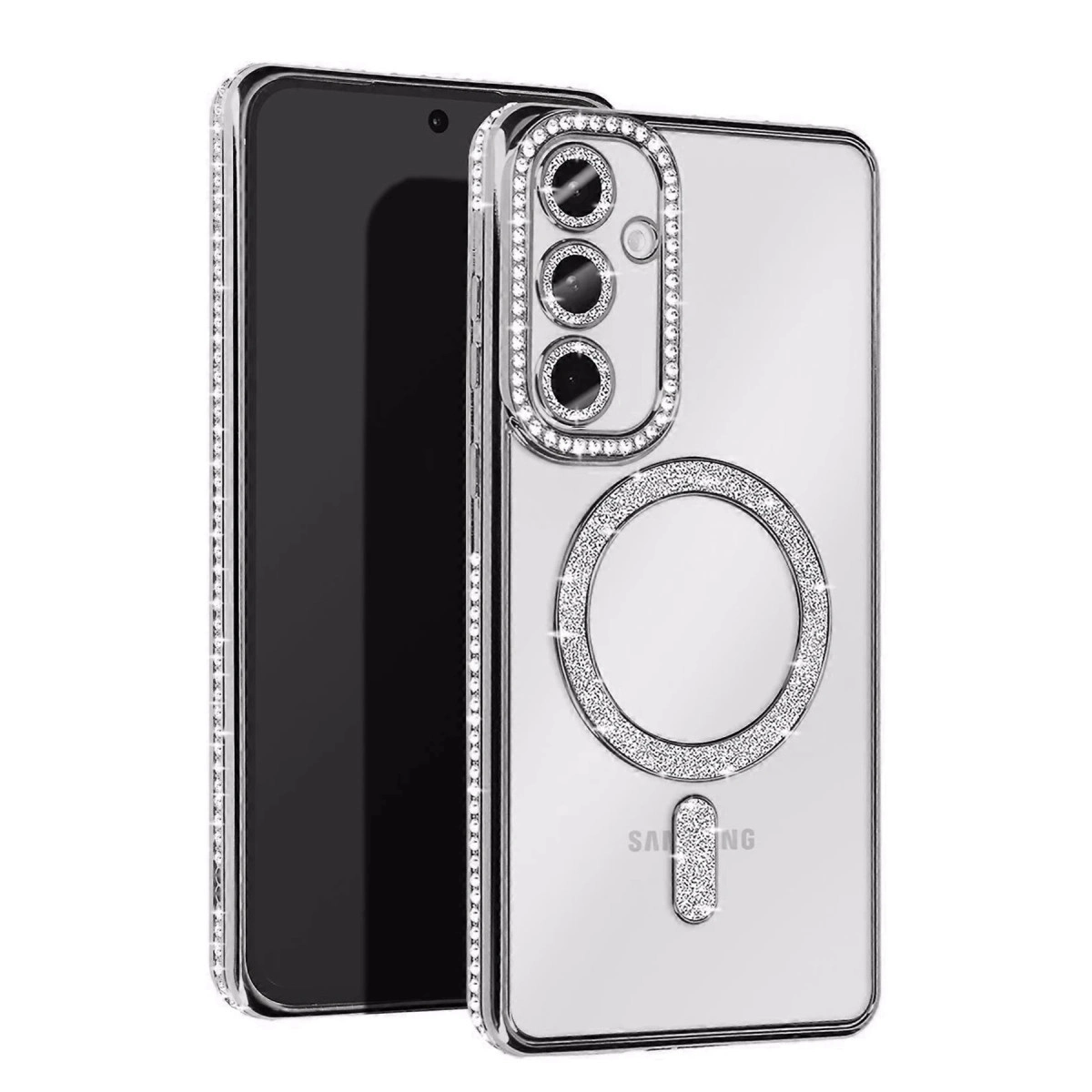 Samsung Galaxy A56 Joke Simli Magneticsafe Kılıf - Gümüş