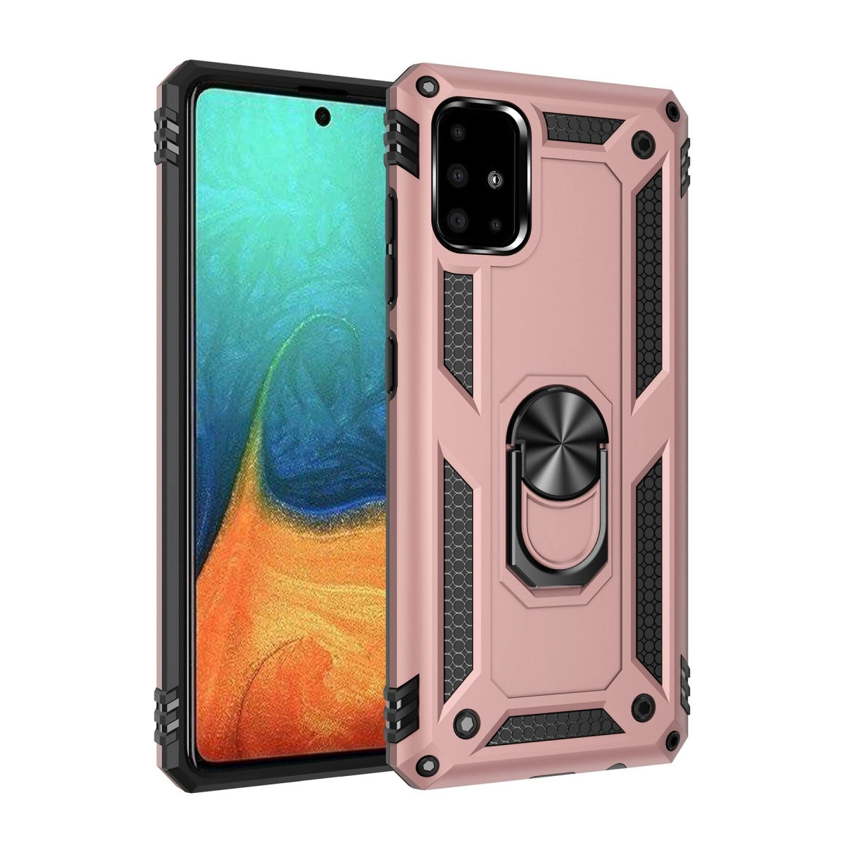 Samsung Galaxy A71 Kılıf Sofya Yüzüklü Silikon Kapak - Rose