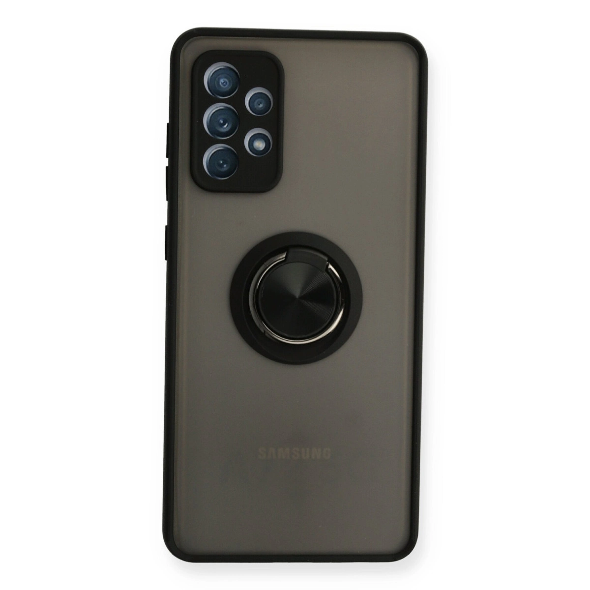 Samsung Galaxy A72 Kılıf Montreal Yüzüklü Silikon Kapak - Siyah