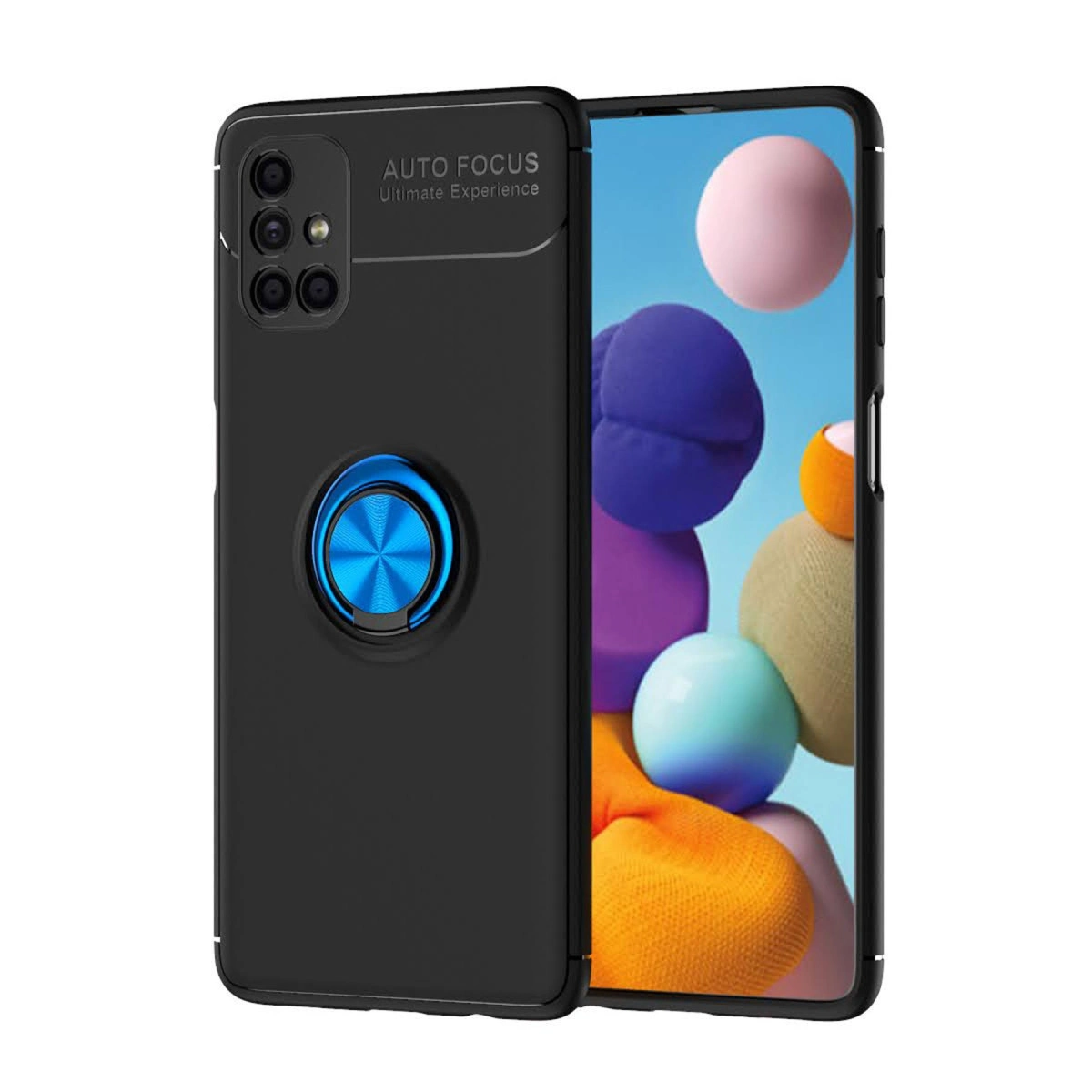 Samsung Galaxy M51 Kılıf Range Yüzüklü Silikon - Siyah-mavi