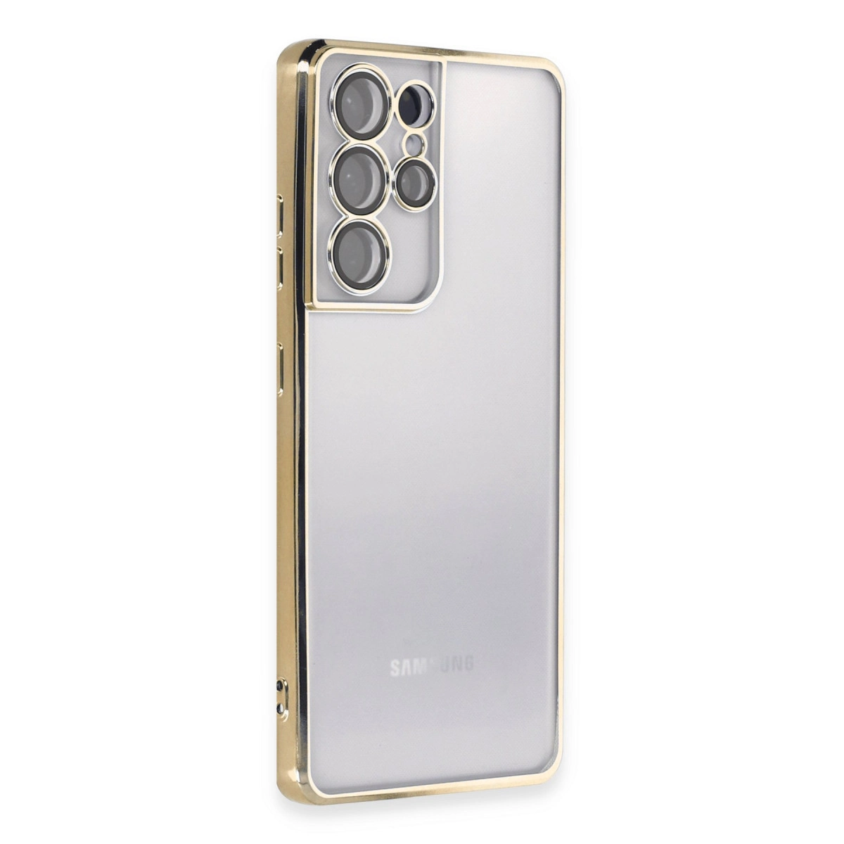 Samsung Galaxy S21 Ultra Kılıf Razer Lensli Silikon - Gold