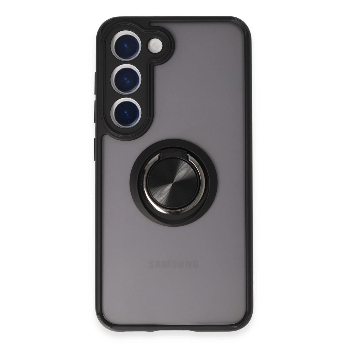Samsung Galaxy S23 Kılıf Montreal Yüzüklü Silikon Kapak - Siyah