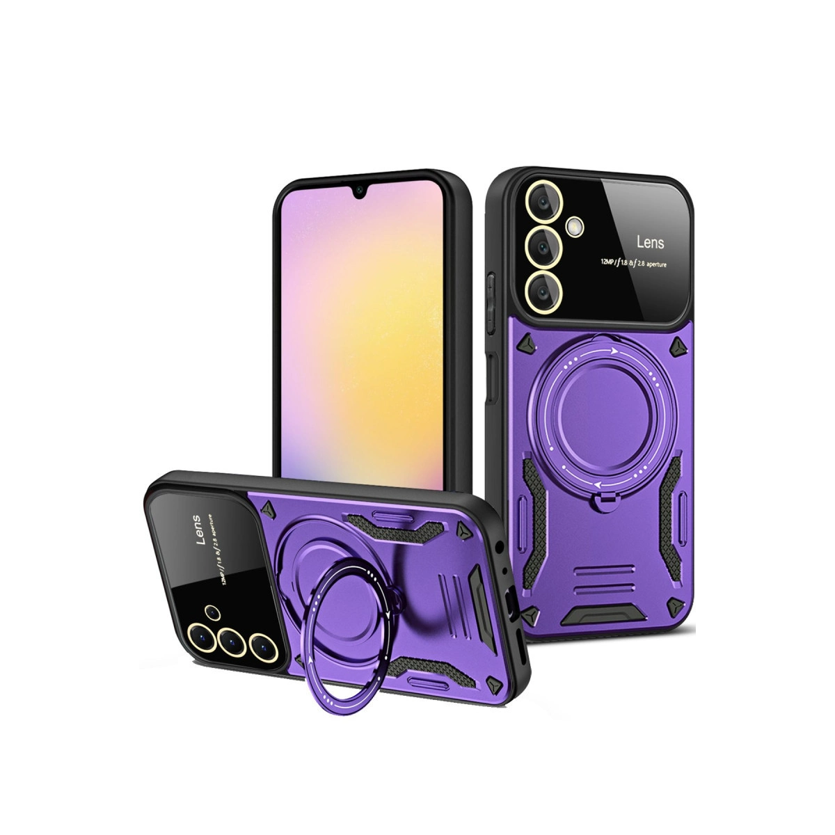 Samsung Galaxy S25 Plus Kılıf Joy Lens Standlı Kapak - Mor