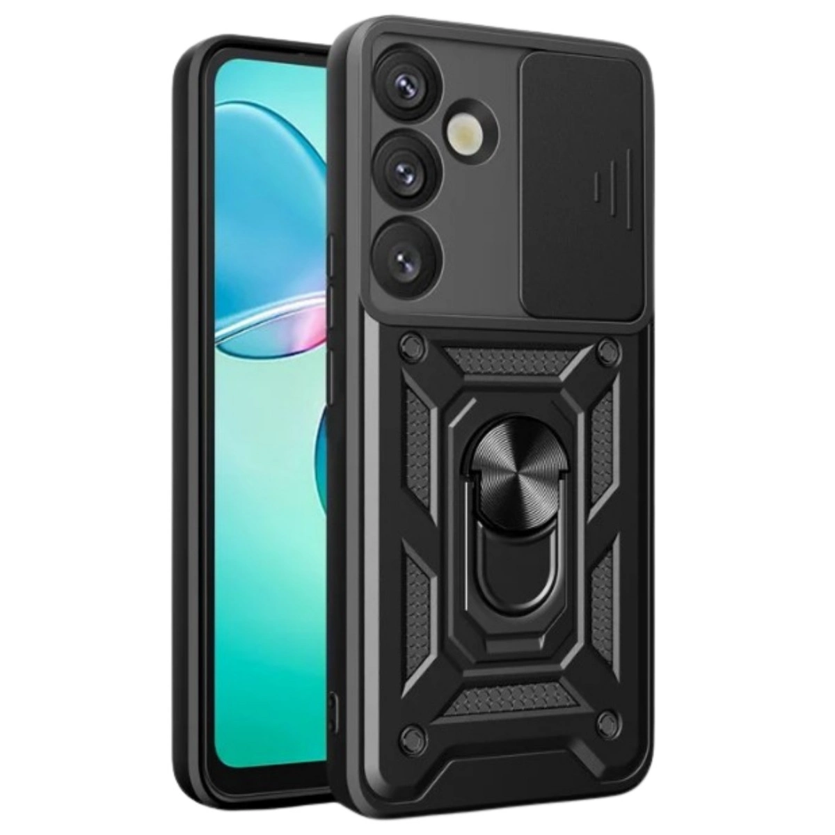 Samsung Galaxy S25 Plus Kılıf Pars Lens Yüzüklü Silikon - Siyah