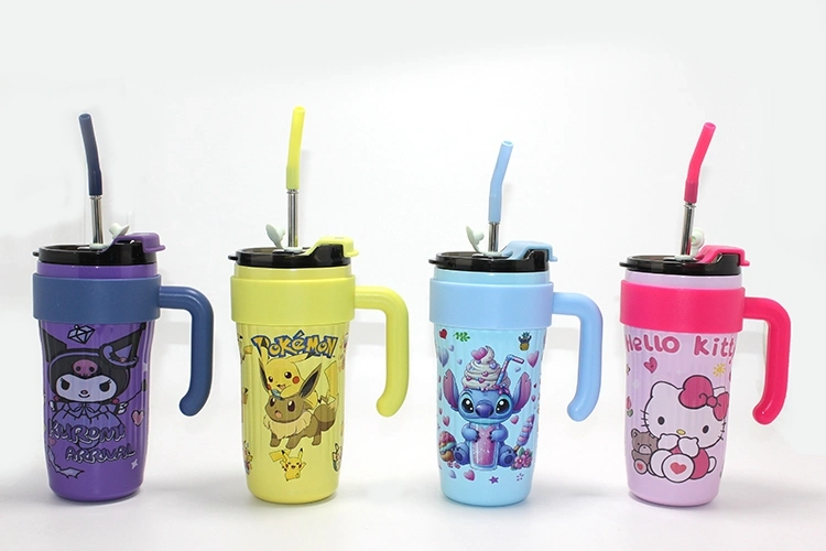 Sevimli Anime Karakterli Pipetli Termos & Suluk