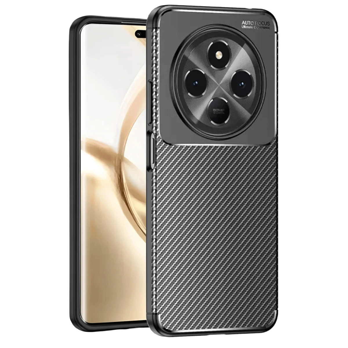 Tecno Spark 30 Kılıf Auto Focus Karbon Kapak - Siyah