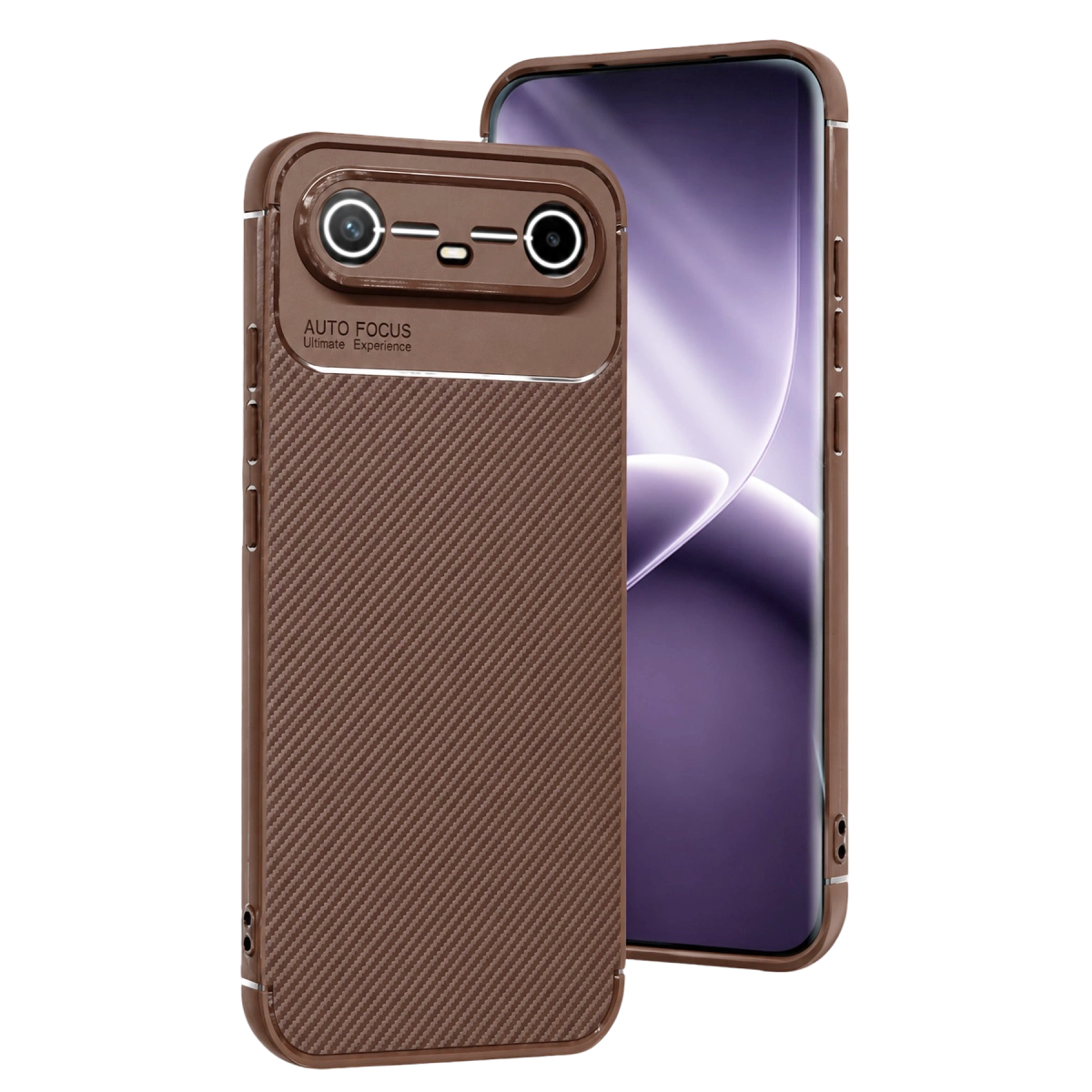 Tecno Spark Slim 5g Auto Focus Karbon Kapak - Kahverengi