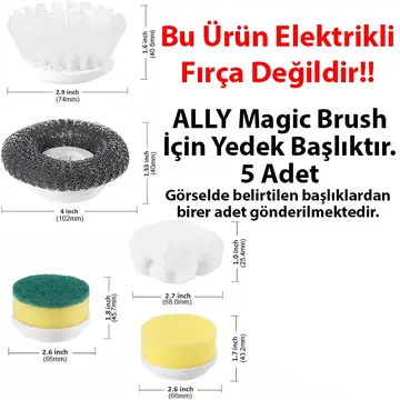 Ally Magic Brush Şarjlı Temizleme Fırçası için 5 Adet Yedek Başlık