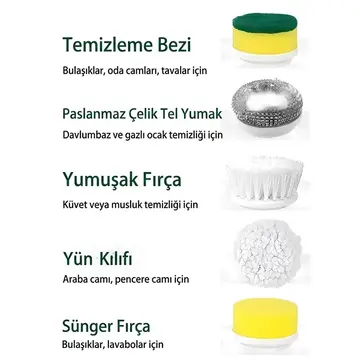 Ally Magic Brush Şarjlı Temizleme Fırçası için 5 Adet Yedek Başlık