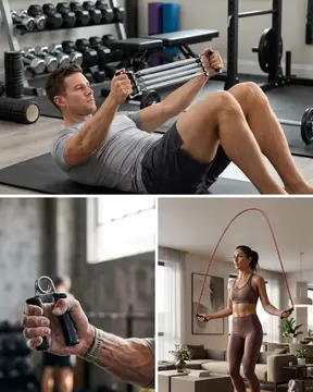 Ev Spor Seti Atlama İpi El Yayı Karın Egzersiz Aleti Fitness Seti