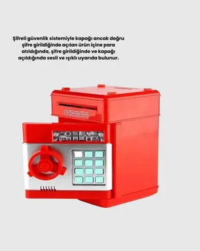 ATM Görünümlü Kırmızı Elektronik Şifreli Kumbara