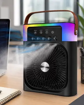 Mini Klima Fan Buharlı Soğutucu RGB Led Işıklı Taşınabilir Masaüstü Fan