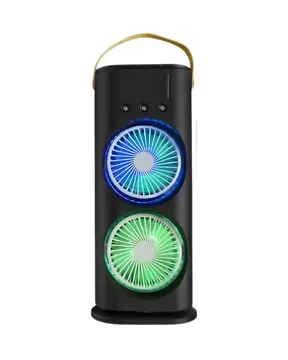 Şarjlı Buharlı Serinletici Fan RGB Işıklı Çift Pervaneli Masa Fanı