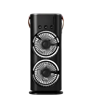 Şarjlı Buharlı Serinletici Fan RGB Işıklı Çift Pervaneli Masa Fanı