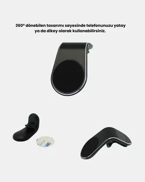 Araç İçi Manyetik Telefon Tutucu Güçlü Klipsli ve 360 Derece Ayarlanabilir