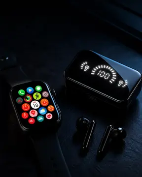 Şık Tasarımlı Akıllı Saat ve Bluetooth Kulaklık Seti Suya Dayanıklı ve Çok Fonksiyonlu