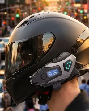Kask İçi Kablosuz Kulaklık Kamera Fonksiyonlu IPX8 Su Geçirmez ve LED Ekranlı