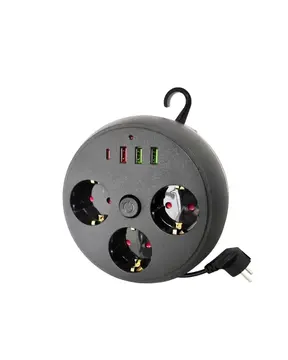Akım Korumalı Çoklu Priz 3 Priz 3 USB 1 Type C 2 Metre Kablo Güvenli Şarj