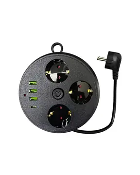 Akım Korumalı Çoklu Priz 3 Priz 3 USB 1 Type C 2 Metre Kablo Güvenli Şarj