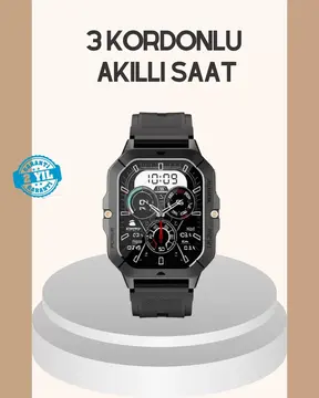3 Kordonlu Akıllı Saat Uzun Pil Süreli