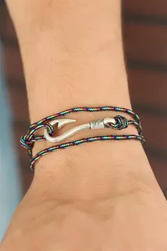 Çizgi Desenli Metal Kancalı Erkek Bileklik 5886