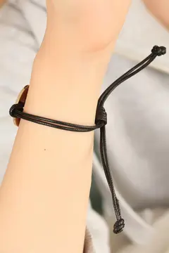 LOVE (Aşık) Siyah Deri İpli Unisex Mood Bileklik 5886