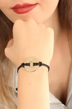 OKAY (İyi) Siyah Deri İpli Unisex Mood Bileklik 5886