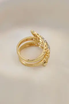 Ayarlamalı Altın Renk Metal Zirkon Taşlı Yüzük 5886