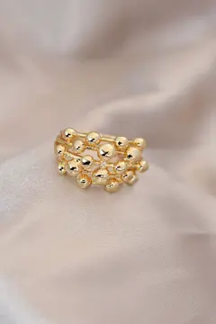 Ayarlamalı Gold Renk Metal Bombeli Boluncuk Model Yüzük 5886