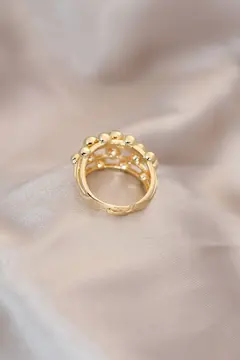 Ayarlamalı Gold Renk Metal Bombeli Boluncuk Model Yüzük 5886